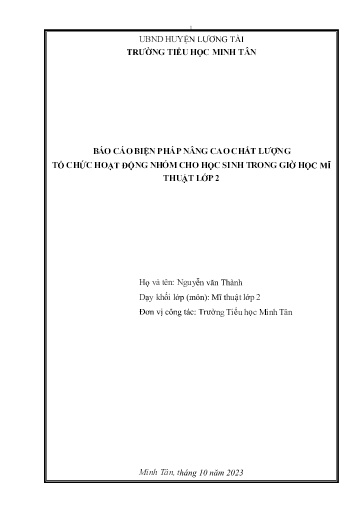 Sáng kiến kinh nghiệm Biện pháp tổ chức hoạt động nhóm cho học sinh trong tiết học Mĩ thuật Lớp 2